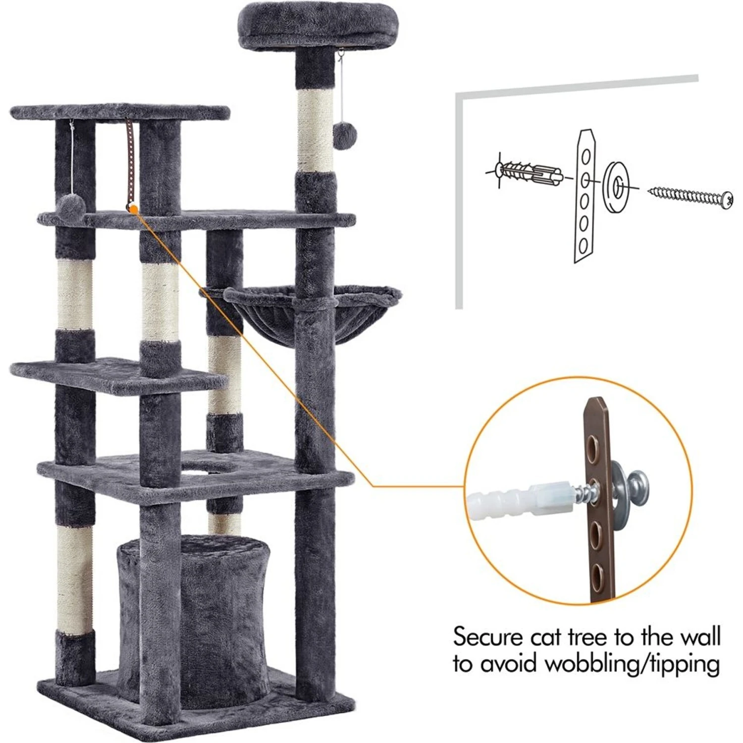 Yaheetech 56.5-in Multilevel Cat Tree 8 Yaheetech 56.5-in Multilevel Cat Tree - Image 6