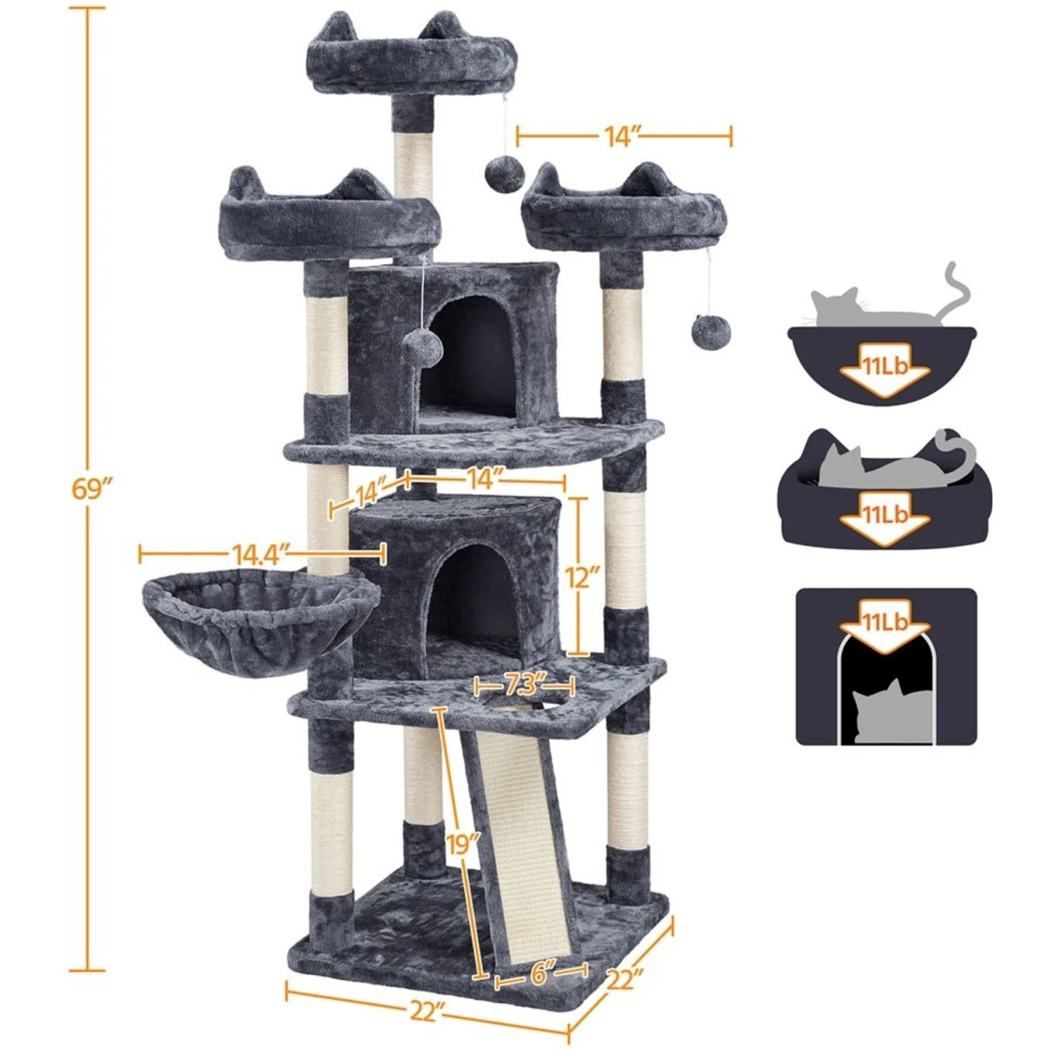Yaheetech Multi-Level 68.5-in Cat Tree 5 Yaheetech Multi-Level 68.5-in Cat Tree - Image 3