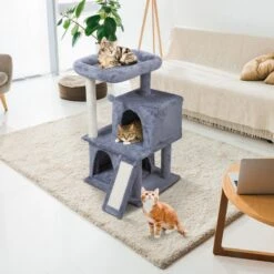 Coziwow By Jaxpety Faux Fur Cat Tree Tower & Condos With Scratch Posts, 34-inch, Grey -Trixie || Catit || Nature's Miracle Shop 330934 PT2. AC SS1800 V1632320822