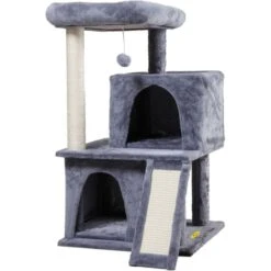 Coziwow By Jaxpety Faux Fur Cat Tree Tower & Condos With Scratch Posts, 34-inch, Grey -Trixie || Catit || Nature's Miracle Shop 330934 PT3. AC SS1800 V1632320499