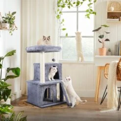 Coziwow By Jaxpety Faux Fur Cat Tree Tower & Condos With Scratch Posts, 34-inch, Grey -Trixie || Catit || Nature's Miracle Shop 330934 PT8. AC SS1800 V1642180889