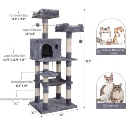 Coziwow By Jaxpety 58-in Cat Tree & Condo With Hammock, Grey 13 Coziwow By Jaxpety 58-in Cat Tree & Condo With Hammock, Grey -Trixie || Catit || Nature's Miracle Shop 330952 PT2. AC SS1800 V1677706855