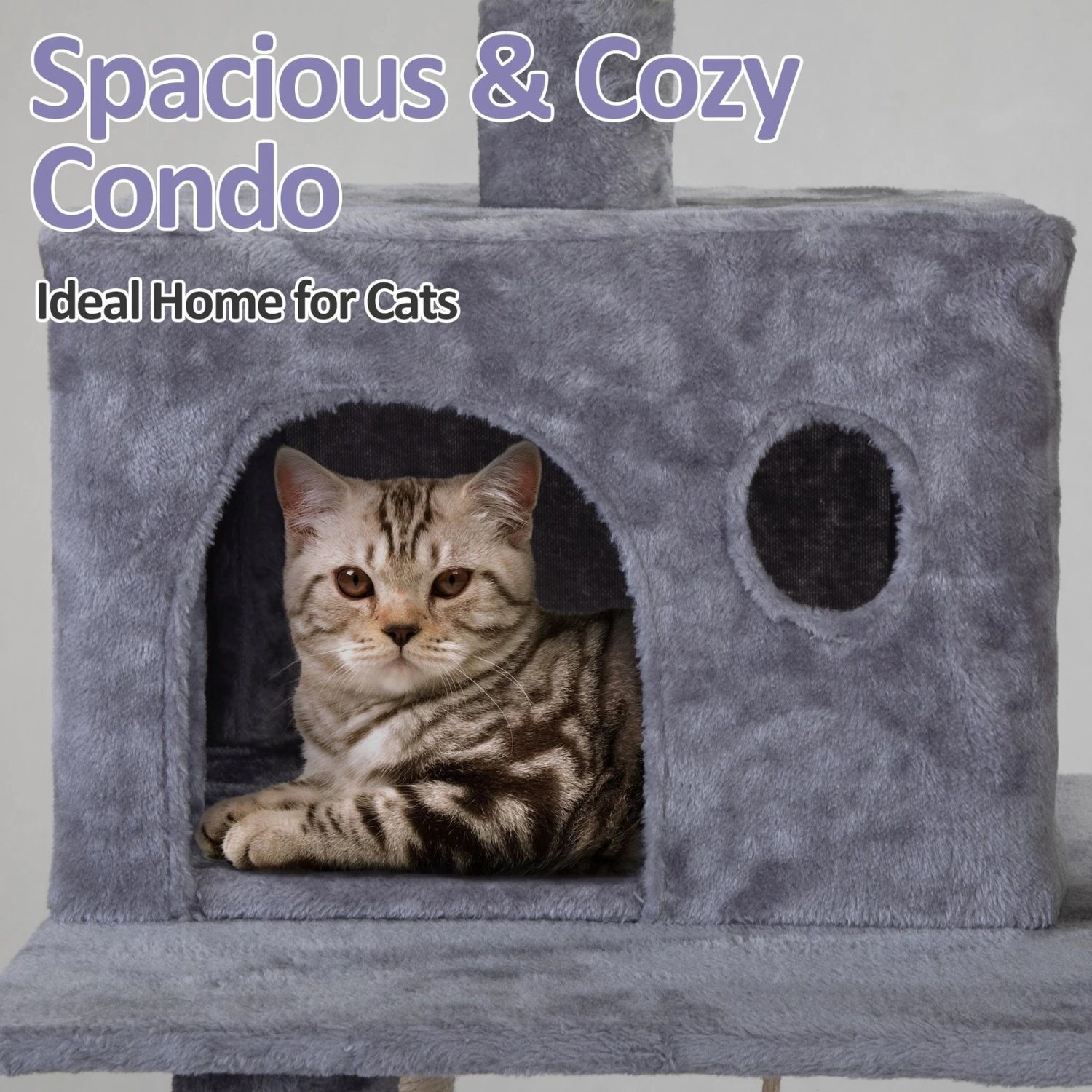 Coziwow By Jaxpety 58-in Cat Tree & Condo With Hammock, Grey 9 Coziwow By Jaxpety 58-in Cat Tree & Condo With Hammock, Grey - Image 7