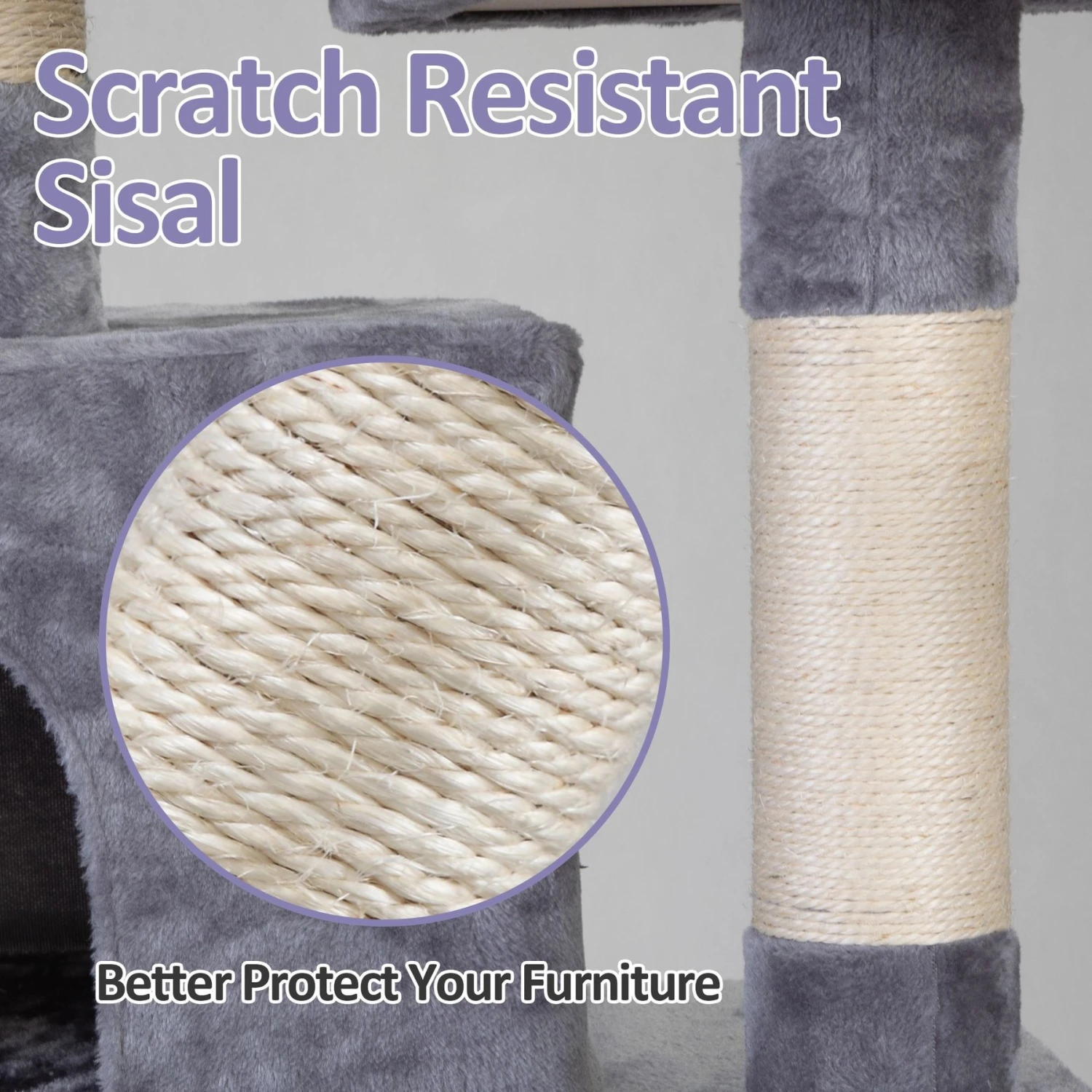 Coziwow By Jaxpety 58-in Cat Tree & Condo With Hammock, Grey 10 Coziwow By Jaxpety 58-in Cat Tree & Condo With Hammock, Grey - Image 8