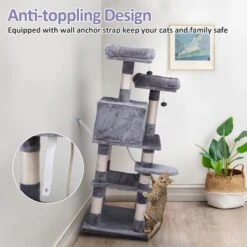 Coziwow By Jaxpety 58-in Cat Tree & Condo With Hammock, Grey 19 Coziwow By Jaxpety 58-in Cat Tree & Condo With Hammock, Grey -Trixie || Catit || Nature's Miracle Shop 330952 PT8. AC SS1800 V1663603231