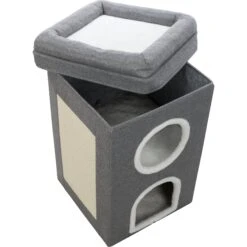 TRIXIE Saul 2-Story Cat Condo & Perch, Gray -Trixie || Catit || Nature's Miracle Shop 333730 PT5. AC SS1800 V1634080896
