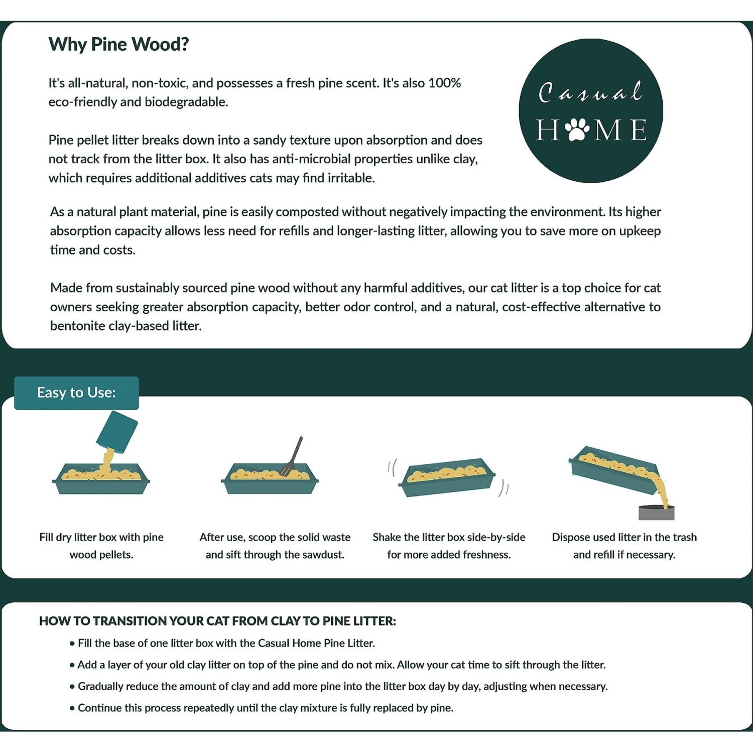 Casual Home Natural Pine Pellet Unscented Non-Clumping Cat Litter, 20-lb Bag 10 Casual Home Natural Pine Pellet Unscented Non-Clumping Cat Litter, 20-lb Bag - Image 8