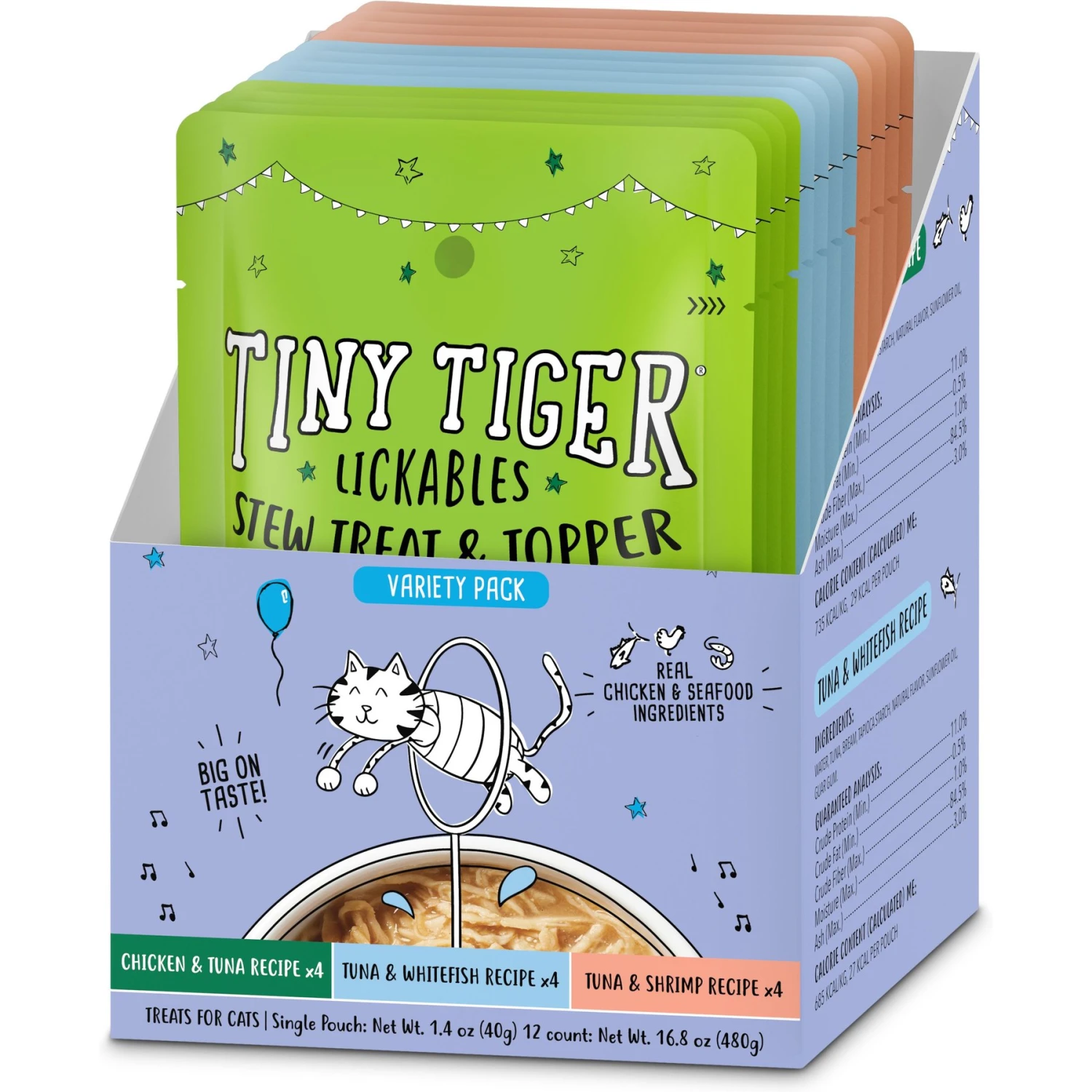 Tiny Tiger Lickables Stew Variety Pack Cat Treat & Topper 3 Tiny Tiger Lickables Stew Variety Pack Cat Treat & Topper