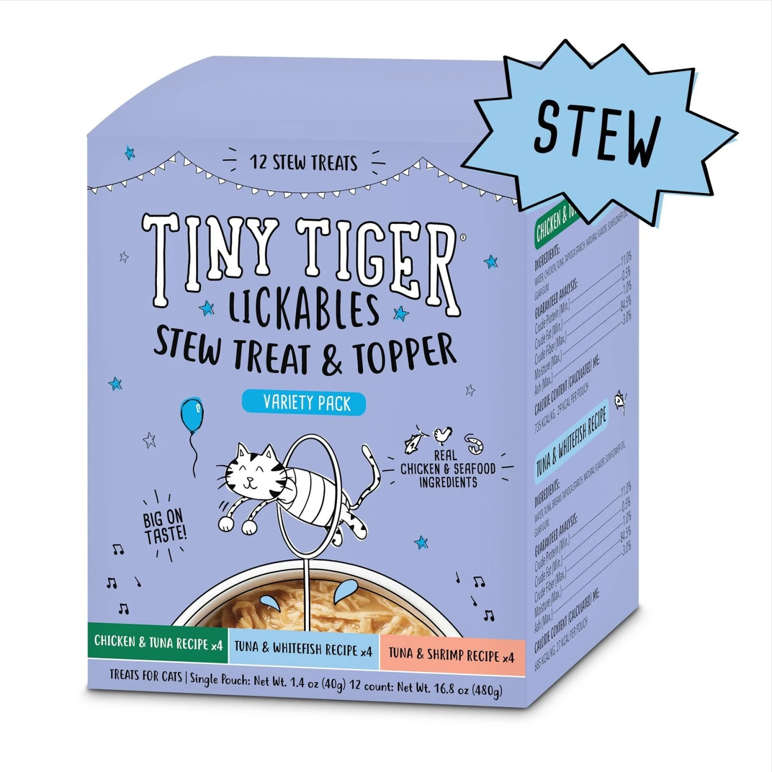 Tiny Tiger Lickables Stew Variety Pack Cat Treat & Topper 4 Tiny Tiger Lickables Stew Variety Pack Cat Treat & Topper - Image 2