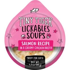 Tiny Tiger Lickables Soup Salmon Recipe In A Creamy Chicken Broth Cat Treat & Topper