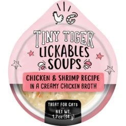 Tiny Tiger Lickables Soup Chicken & Shrimp Recipe In A Creamy Chicken Broth Cat Treat & Topper