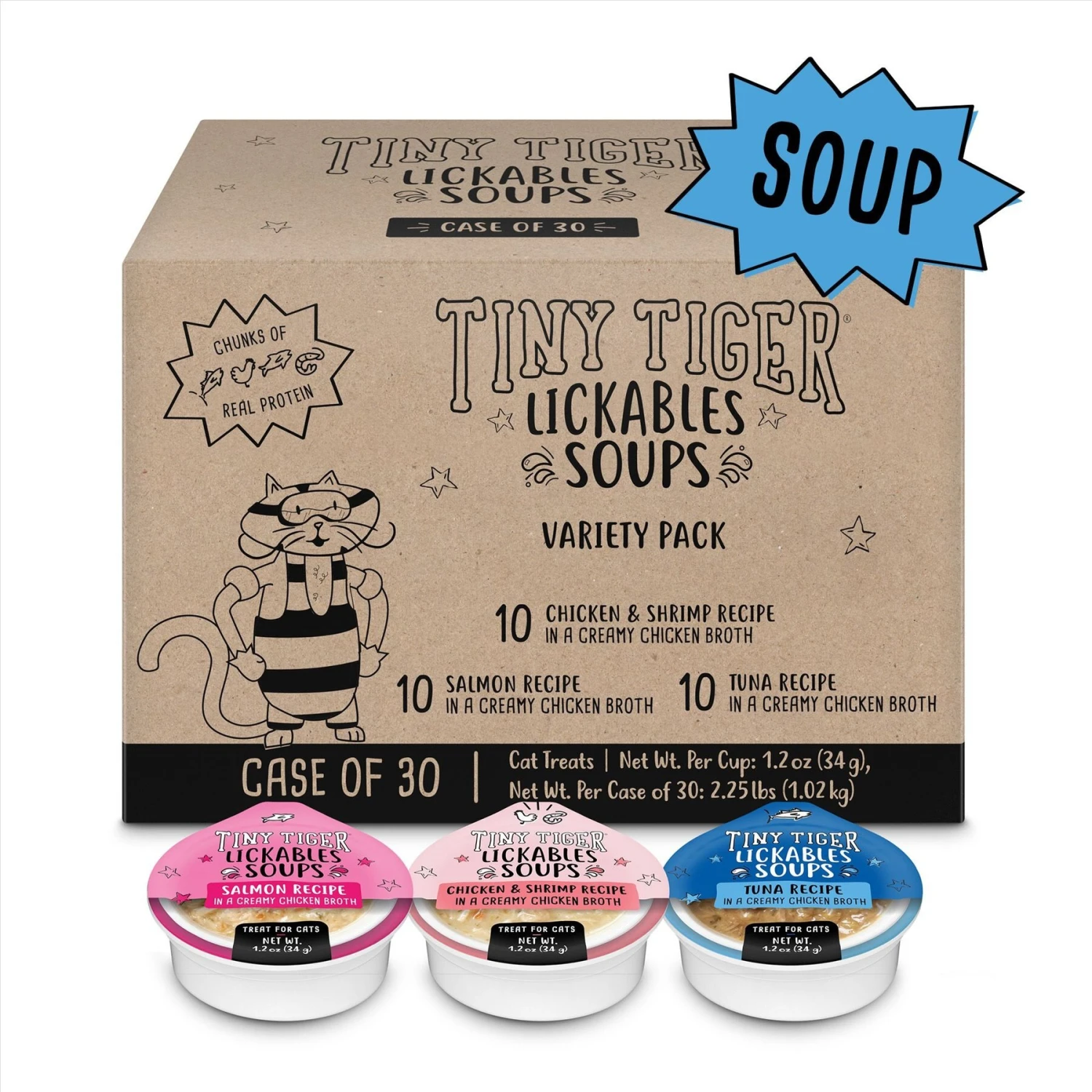 Tiny Tiger Lickables Soup In Creamy Broth Variety Pack Cat Treat & Topper 4 Tiny Tiger Lickables Soup In Creamy Broth Variety Pack Cat Treat & Topper - Image 2