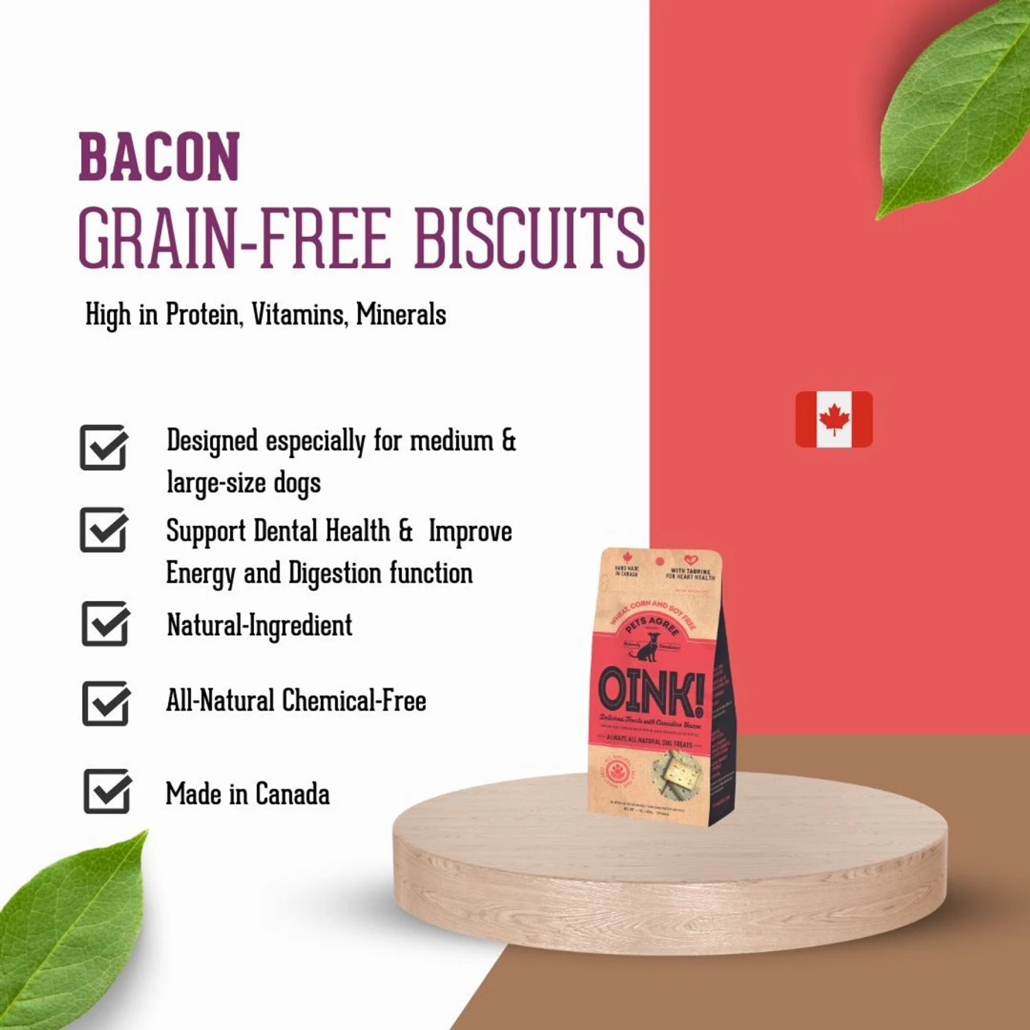 The Granville Island Pet Treatery OINK! Pets Agree Grain-Free Bacon Flavored Dog Treats, 16-oz Bag 7 The Granville Island Pet Treatery OINK! Pets Agree Grain-Free Bacon Flavored Dog Treats, 16-oz Bag - Image 5