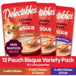 Hartz Delectables Non-Seafood Bisque Variety Pack Lickable Cat Treats, 1.4-oz Pouch, 12 Count -Trixie || Catit || Nature's Miracle Shop 347787 PT3. AC SS1800 V1665781763