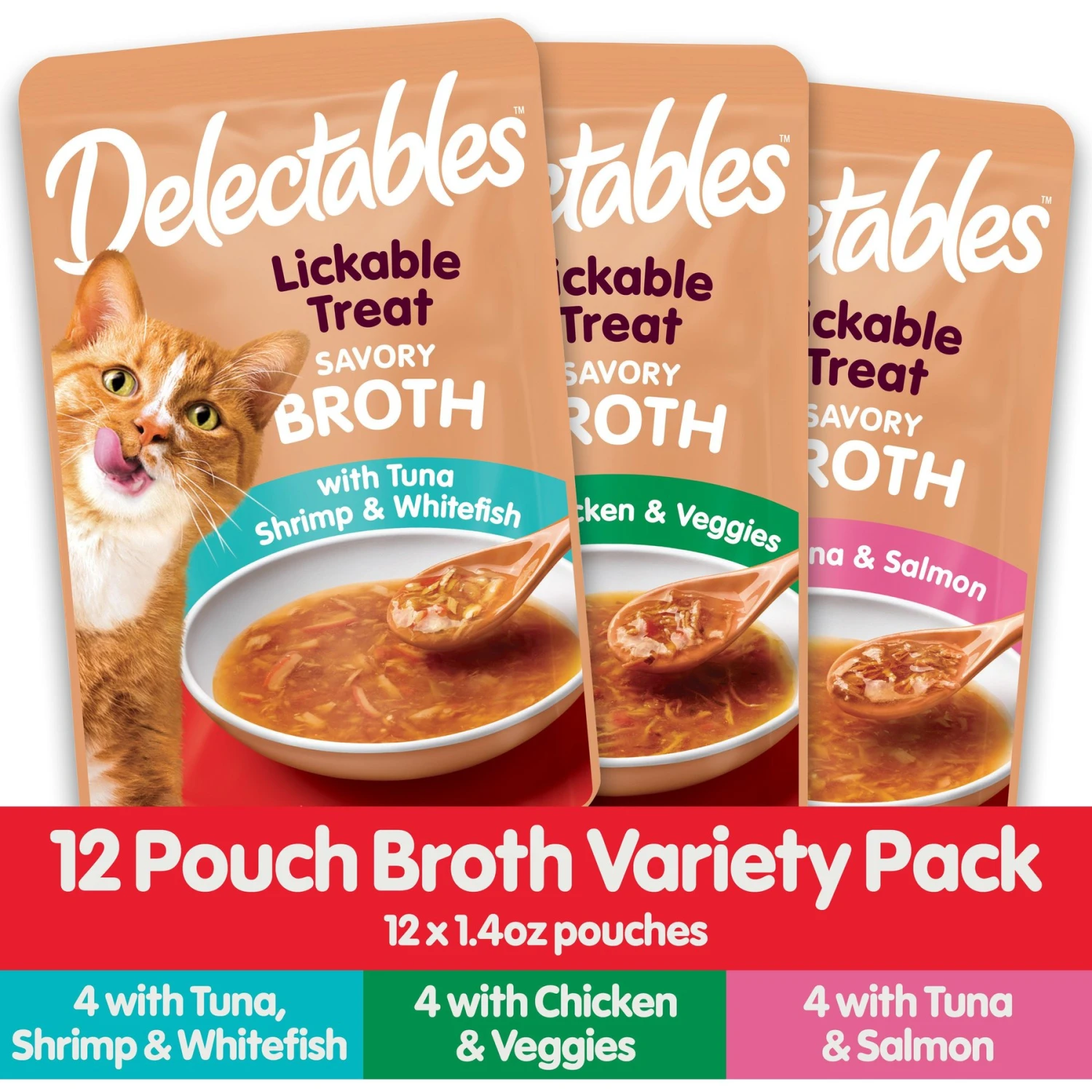 Hartz Delectables Savory Broth Variety Pack Lickable Cat Treats, 1.4-oz Pouch, 12 Count 6 Hartz Delectables Savory Broth Variety Pack Lickable Cat Treats, 1.4-oz Pouch, 12 Count - Image 4