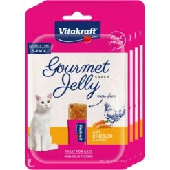 Vitakraft Gourmet Jelly Chicken & Carrot Recipe Tasty Gelatin Squeezable Cat Treats, 0.34-oz-oz Tube, Case Of 20