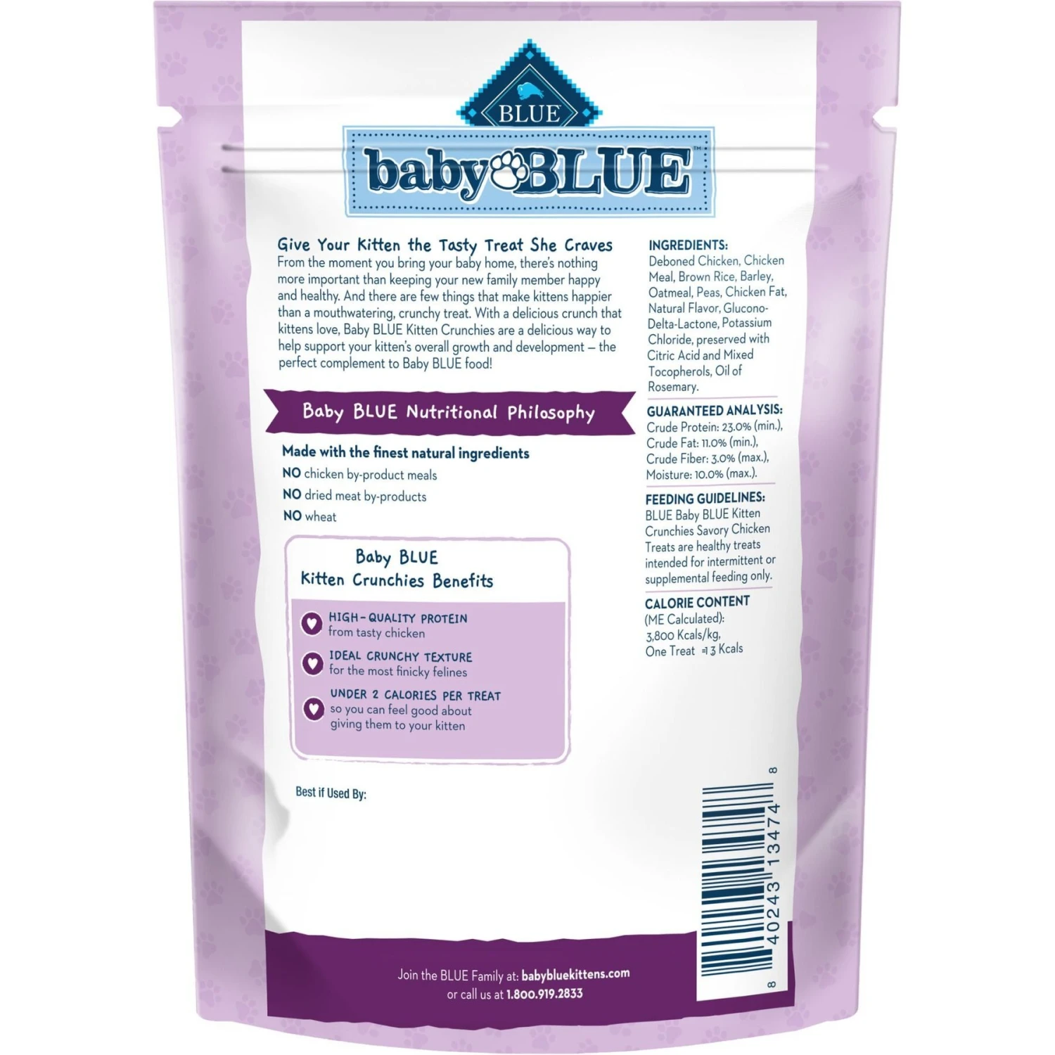 Blue Buffalo Baby Blue Savory Chicken Kitten Treats, 2-oz Bag 4 Blue Buffalo Baby Blue Savory Chicken Kitten Treats, 2-oz Bag - Image 2