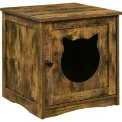 Sweet Barks Enclosed House Side Table Cat Litter Box, Rustic Brown -Trixie || Catit || Nature's Miracle Shop 354503 PT8. AC SS1800 V1640043182