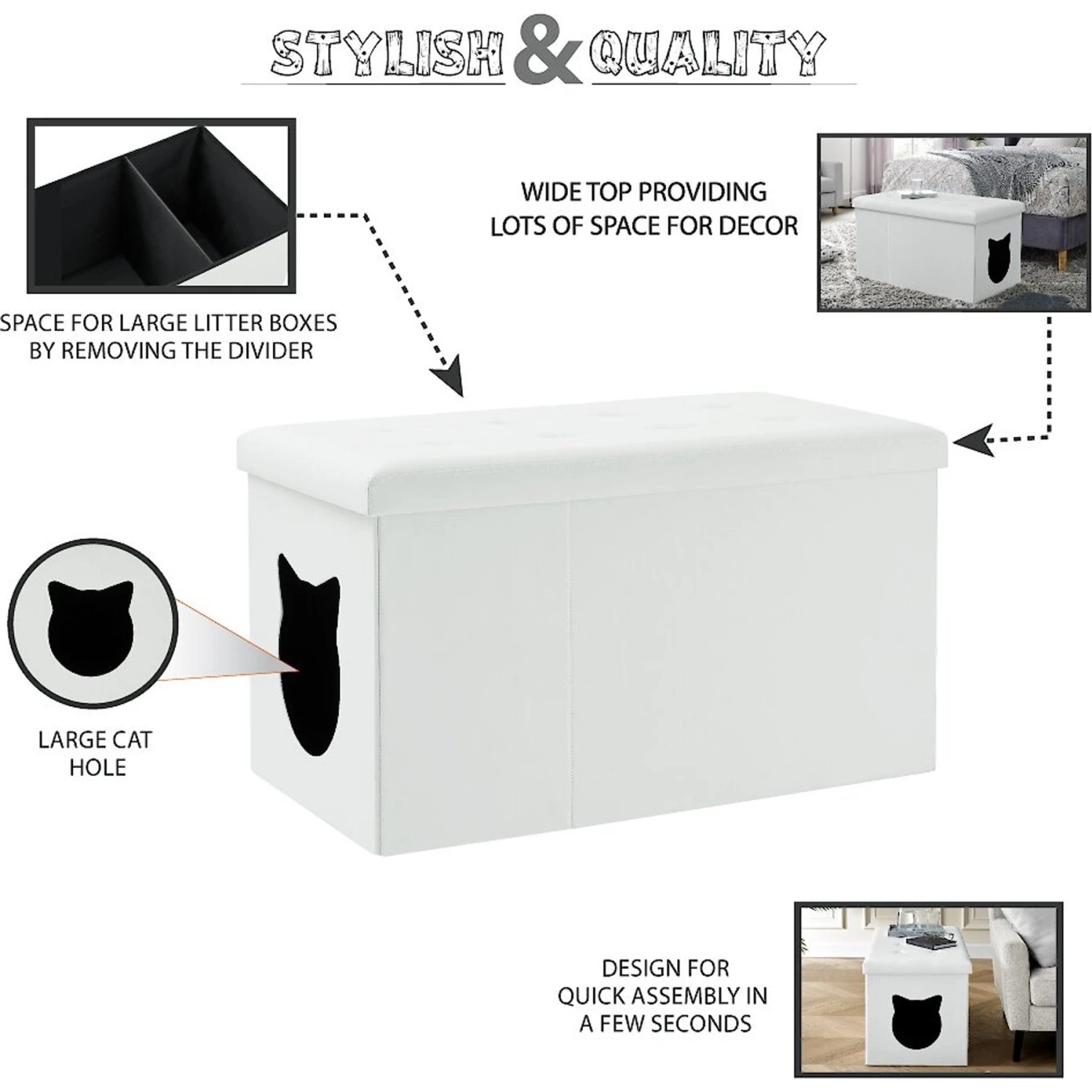 Sweet Barks Designer Enclosure Hidden Washroom Bench Ottoman Cat Litter Box 6 Sweet Barks Designer Enclosure Hidden Washroom Bench Ottoman Cat Litter Box - Image 4