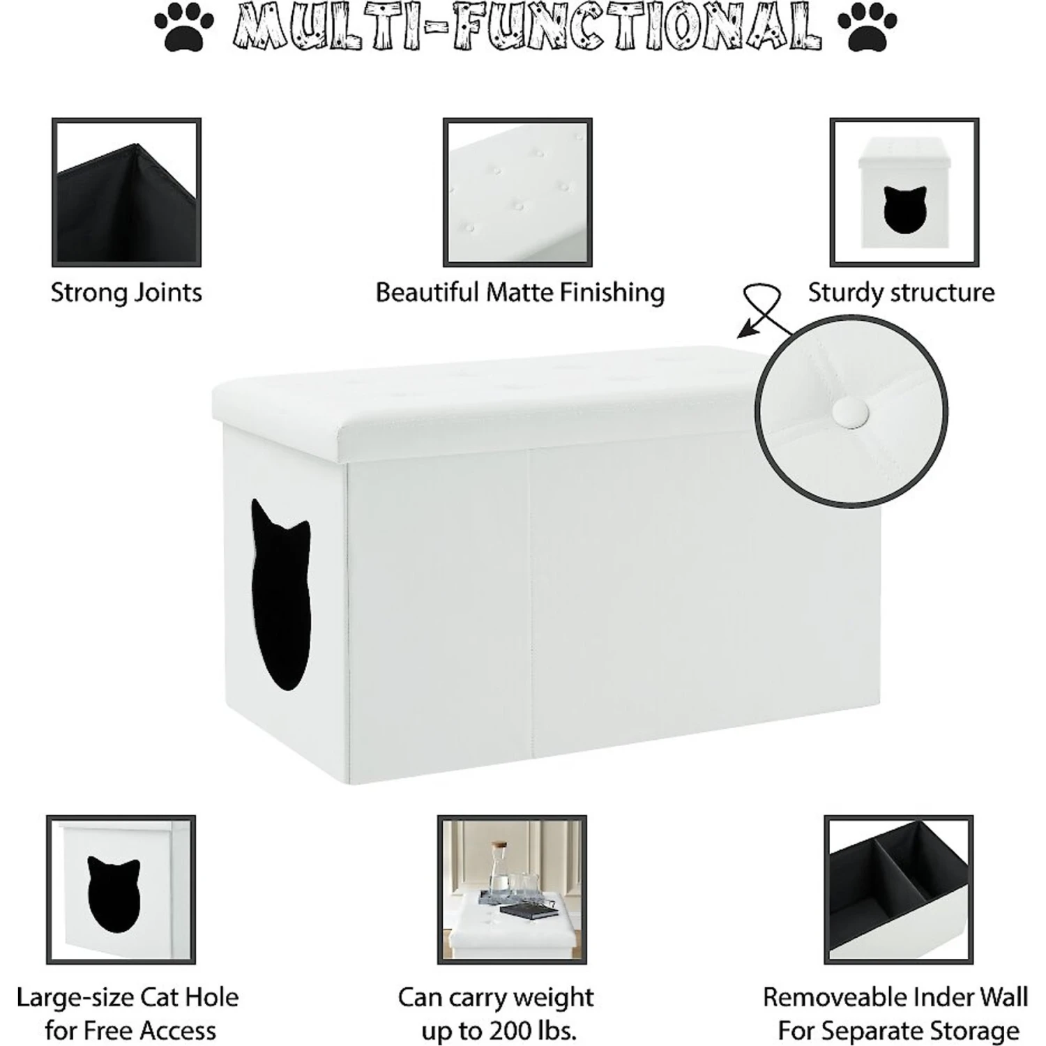 Sweet Barks Designer Enclosure Hidden Washroom Bench Ottoman Cat Litter Box 7 Sweet Barks Designer Enclosure Hidden Washroom Bench Ottoman Cat Litter Box - Image 5
