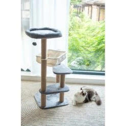 Catry 42.1-in Oak 7-Level Cat Tree With Jute Scratching Posts & Cozy Hammock -Trixie || Catit || Nature's Miracle Shop 354549 PT2. AC SS1800 V1640317890