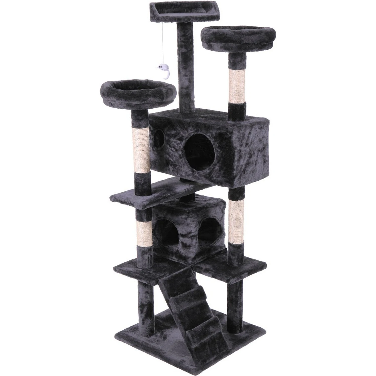 Coziwow By Jaxpety 60-in Tower House Cat Trees, Black 4 Coziwow By Jaxpety 60-in Tower House Cat Trees, Black - Image 2