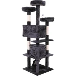 Coziwow By Jaxpety 60-in Tower House Cat Trees, Black 13 Coziwow By Jaxpety 60-in Tower House Cat Trees, Black -Trixie || Catit || Nature's Miracle Shop 355080 PT2. AC SS1800 V1642803733