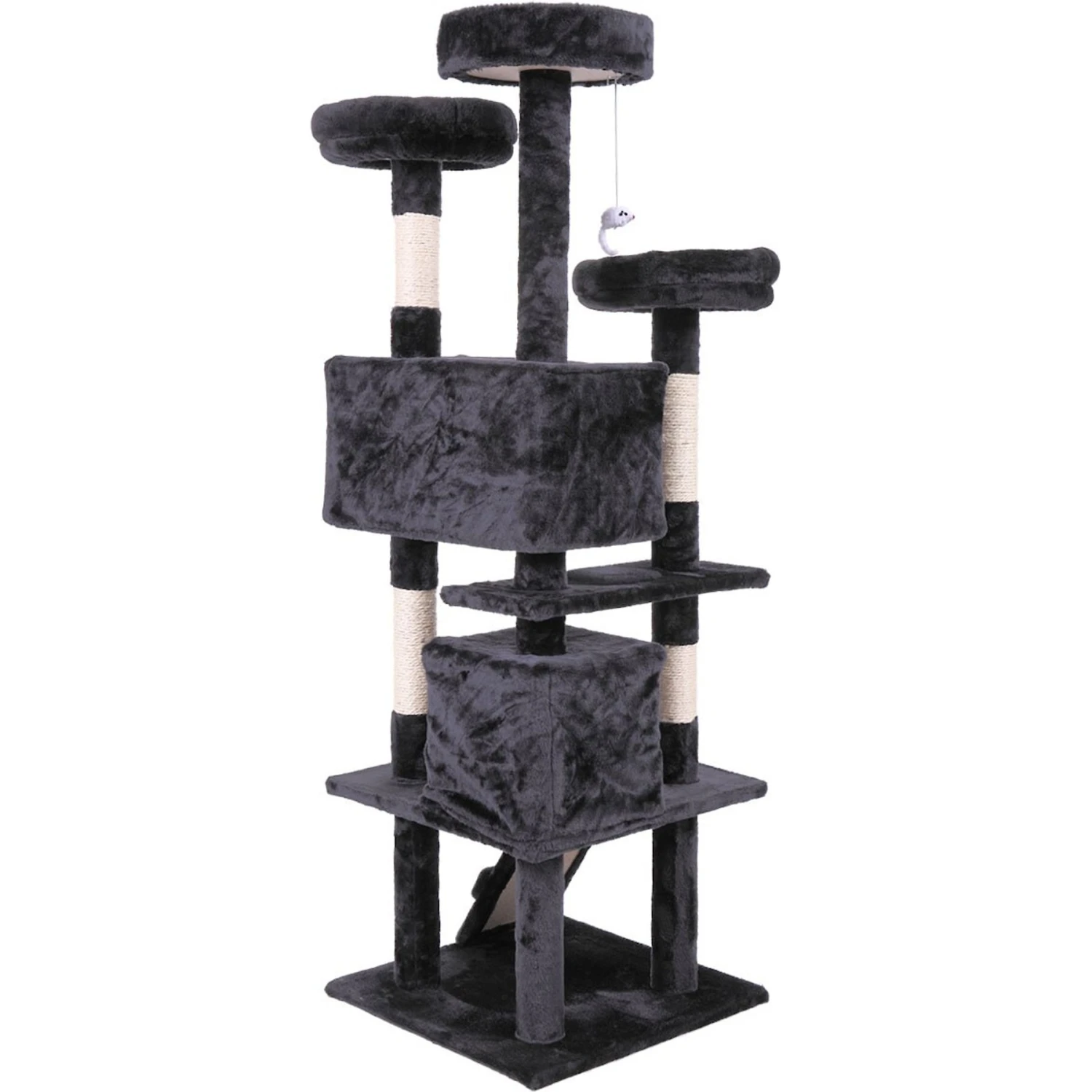 Coziwow By Jaxpety 60-in Tower House Cat Trees, Black 5 Coziwow By Jaxpety 60-in Tower House Cat Trees, Black - Image 3