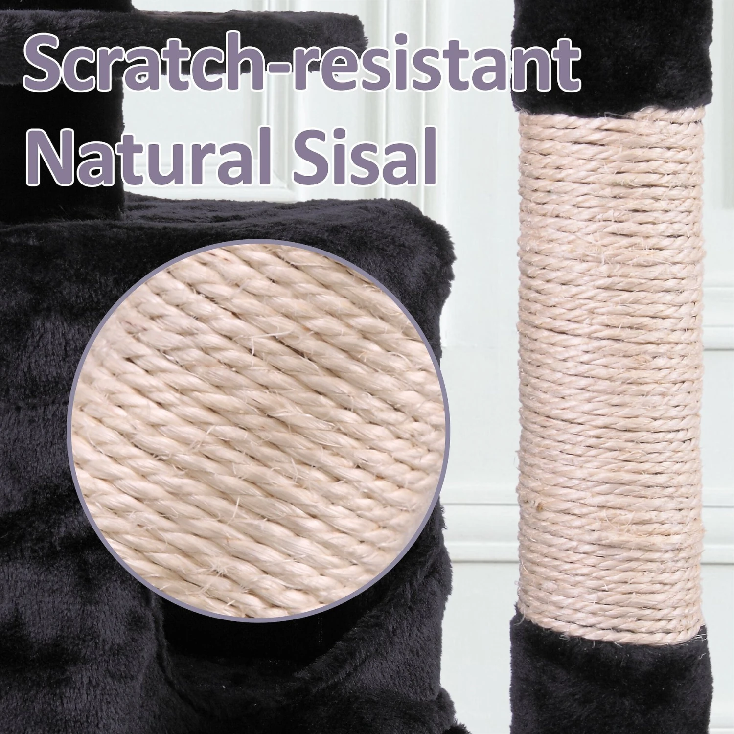 Coziwow By Jaxpety 60-in Tower House Cat Trees, Black 9 Coziwow By Jaxpety 60-in Tower House Cat Trees, Black - Image 7