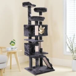 Coziwow By Jaxpety 60-in Tower House Cat Trees, Black 18 Coziwow By Jaxpety 60-in Tower House Cat Trees, Black -Trixie || Catit || Nature's Miracle Shop 355080 PT7. AC SS1800 V1642806111
