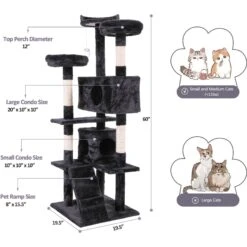 Coziwow By Jaxpety 60-in Tower House Cat Trees, Black 19 Coziwow By Jaxpety 60-in Tower House Cat Trees, Black -Trixie || Catit || Nature's Miracle Shop 355080 PT8. AC SS1800 V1678478636