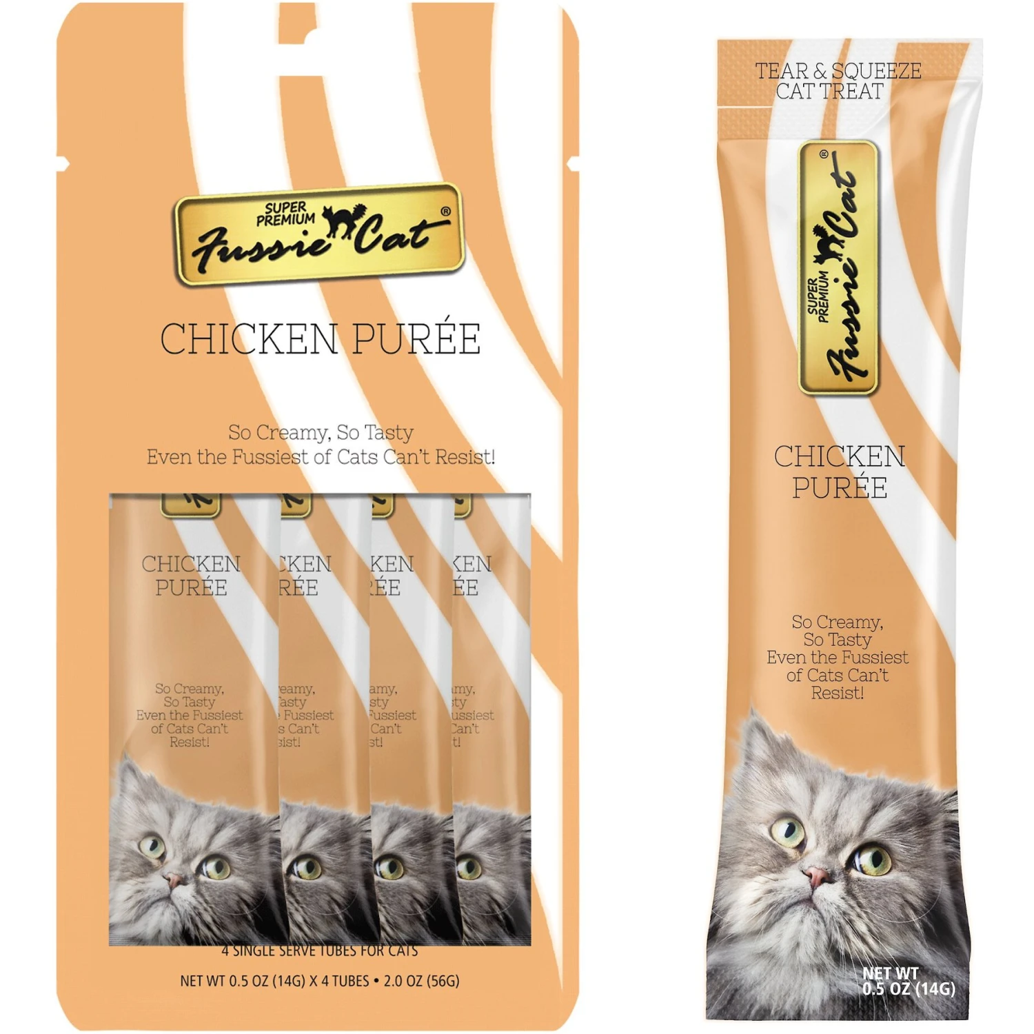 Fussie Cat Chicken Puree Lickable Cat Treats, 0.5-oz Pouch, Pack Of 4 3 Fussie Cat Chicken Puree Lickable Cat Treats, 0.5-oz Pouch, Pack Of 4