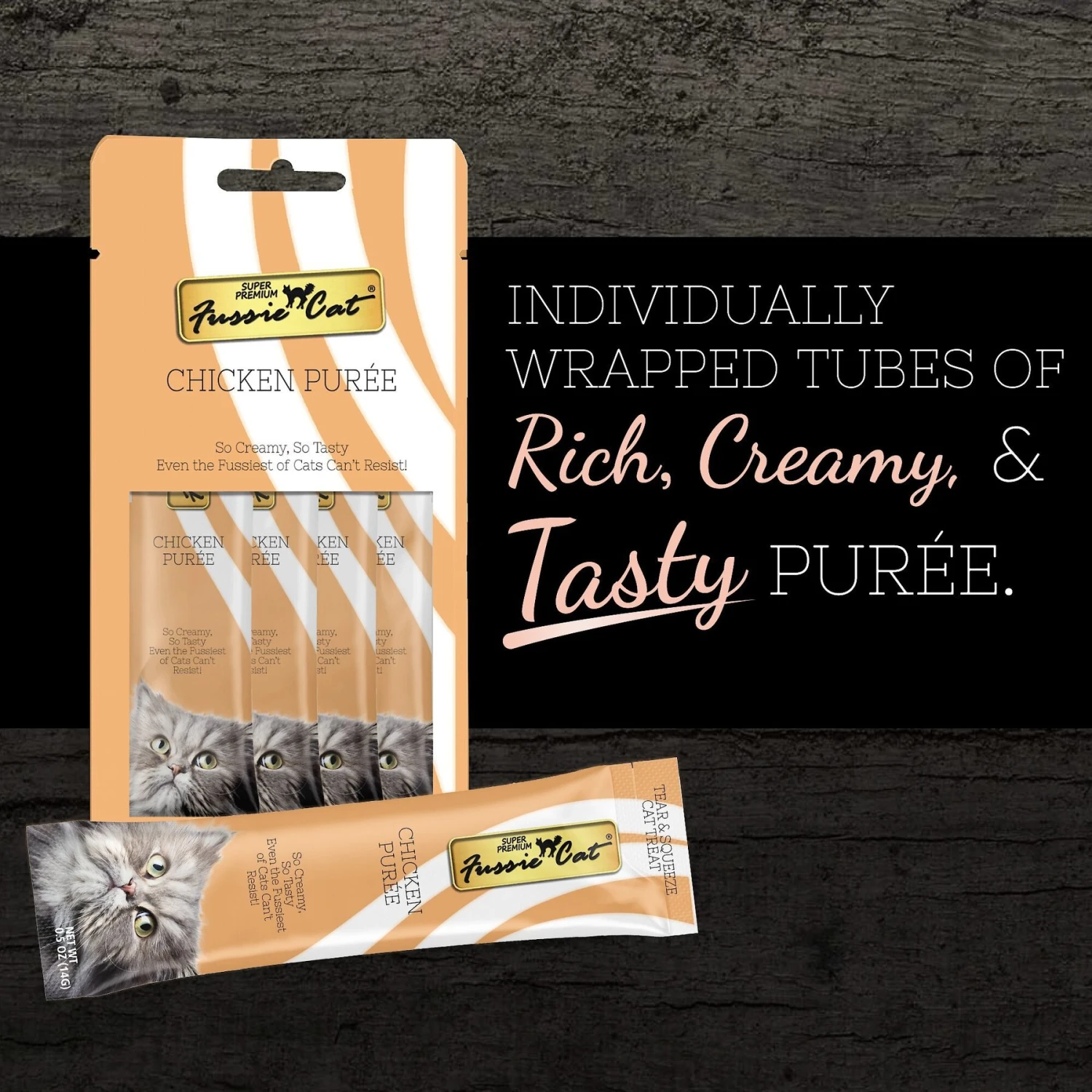 Fussie Cat Chicken Puree Lickable Cat Treats, 0.5-oz Pouch, Pack Of 4 4 Fussie Cat Chicken Puree Lickable Cat Treats, 0.5-oz Pouch, Pack Of 4 - Image 2
