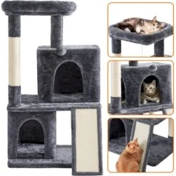 Yaheetech 3 Tiers 42-in Plush Cat Tower With Double Cat Condo -Trixie || Catit || Nature's Miracle Shop 358005 PT3. AC SS1800 V1642693286