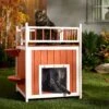 Frisco Outdoor Wooden Cat House With Elevated Balcony Steps -Trixie || Catit || Nature's Miracle Shop 360998 MAIN. AC SS1800 V1659972528