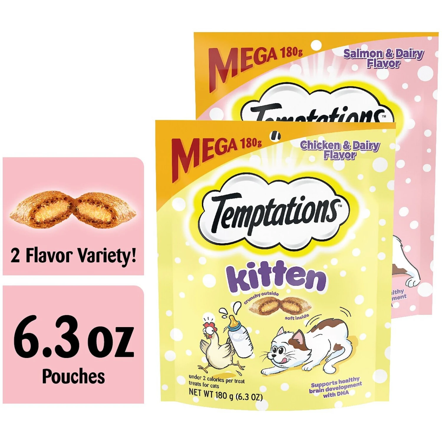 Temptations Chicken & Dairy & Salmon & Dairy Flavor Soft & Crunchy Kitten Treat Multipack, 6.3-oz, 4 Pack 6 Temptations Chicken & Dairy & Salmon & Dairy Flavor Soft & Crunchy Kitten Treat Multipack, 6.3-oz, 4 Pack - Image 4