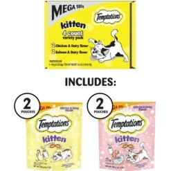 Temptations Chicken & Dairy & Salmon & Dairy Flavor Soft & Crunchy Kitten Treat Multipack, 6.3-oz, 4 Pack 15 Temptations Chicken & Dairy & Salmon & Dairy Flavor Soft & Crunchy Kitten Treat Multipack, 6.3-oz, 4 Pack -Trixie || Catit || Nature's Miracle Shop 362792 PT4. AC SS1800 V1642804088