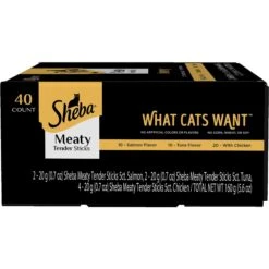 Sheba Meaty Sticks Variety Pack Chicken, Salmon & Tuna Flavor Soft Adult Cat Treats 11 Sheba Meaty Sticks Variety Pack Chicken, Salmon & Tuna Flavor Soft Adult Cat Treats -Trixie || Catit || Nature's Miracle Shop 368958 PT1. AC SS1800 V1670266466