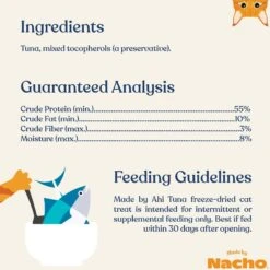 Made By Nacho Freeze-Dried Ahi Tuna Cat Treats -Trixie || Catit || Nature's Miracle Shop 369926 PT5. AC SS1800 V1699026376