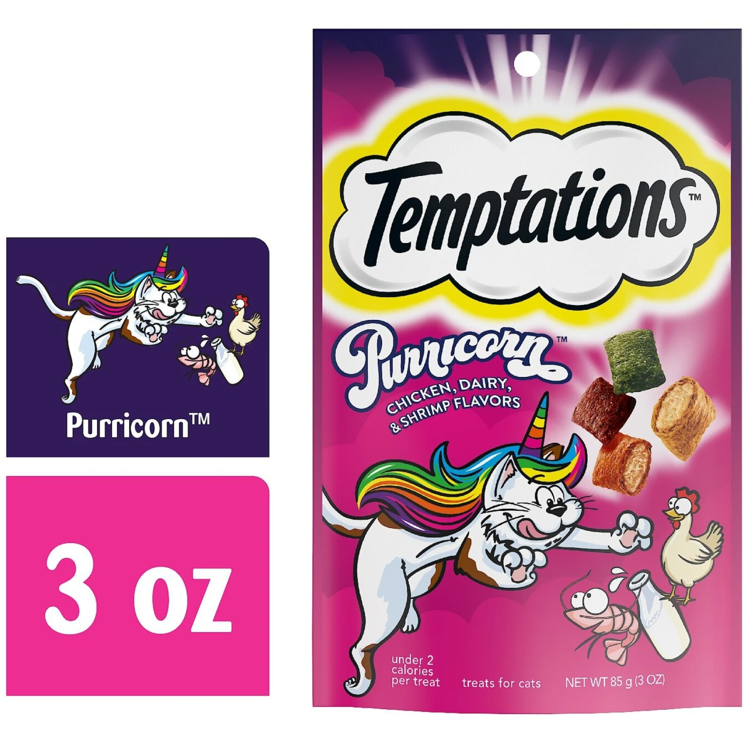 Temptations MixUps Purricorn Chicken Dairy & Shrimp Flavors Crunchy & Soft Cat Treats, 3-oz Bag 7 Temptations MixUps Purricorn Chicken Dairy & Shrimp Flavors Crunchy & Soft Cat Treats, 3-oz Bag - Image 5