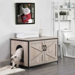 Unipaws Cat Litter Box Enclosure With Top Opening, Weathered Gray 11 Unipaws Cat Litter Box Enclosure With Top Opening, Weathered Gray -Trixie || Catit || Nature's Miracle Shop 373041 PT1. AC SS1800 V1647033681