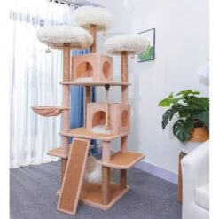Catry 75-in Scratching Posts Condo Cat Tree, Beige -Trixie || Catit || Nature's Miracle Shop 373043 PT3. AC SS1800 V1647011484