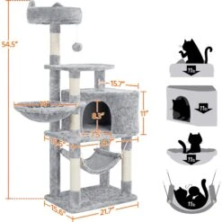 Yaheetech 3-Level Plush Cat Tree, Light Gray, Large -Trixie || Catit || Nature's Miracle Shop 373193 PT2. AC SS1800 V1647479856