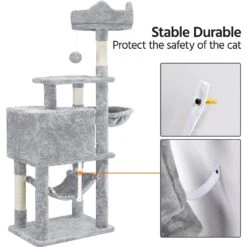 Yaheetech 3-Level Plush Cat Tree, Light Gray, Large -Trixie || Catit || Nature's Miracle Shop 373193 PT8. AC SS1800 V1647475347