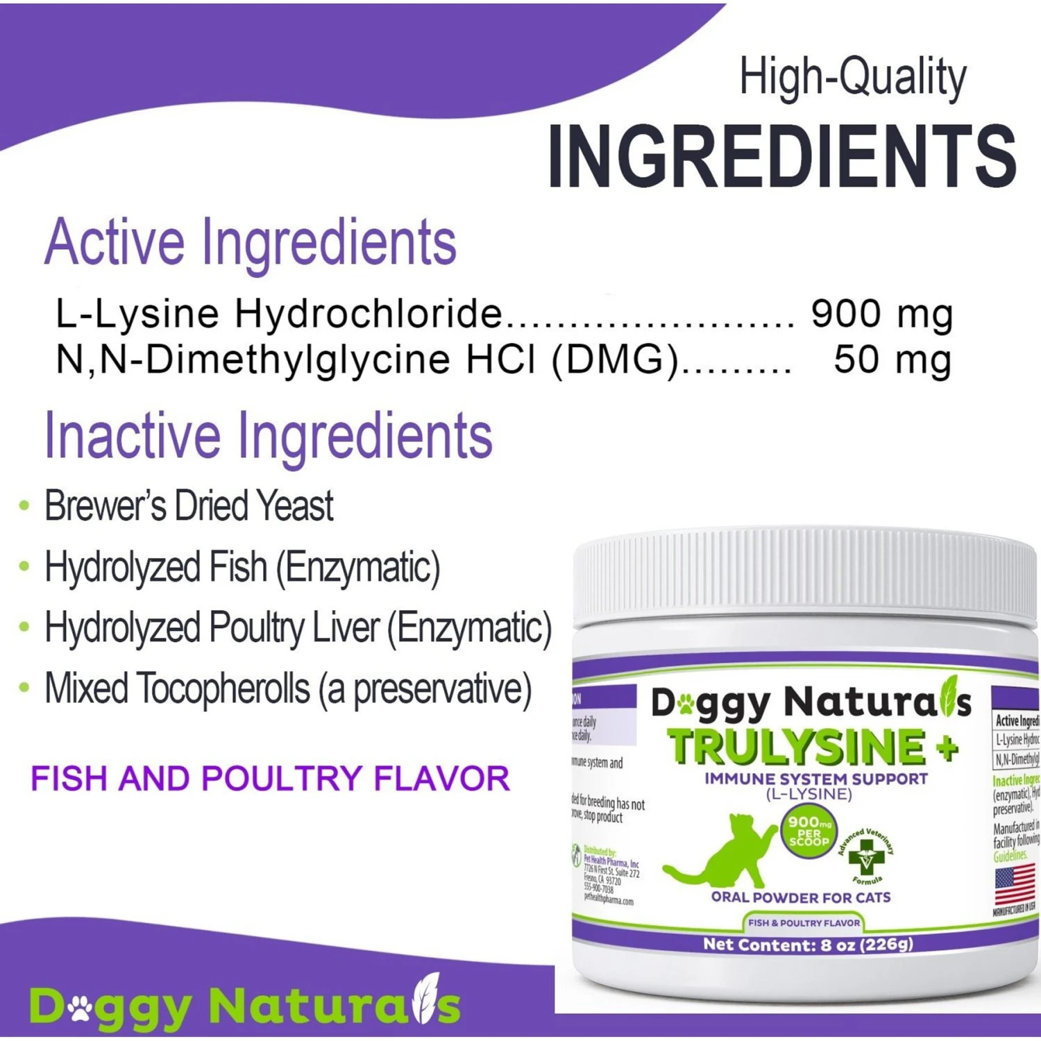 Pet Health Pharma Doggy Naturals Trulysine+ Powder Immune Supplement For Cats, 8-oz 4 Pet Health Pharma Doggy Naturals Trulysine+ Powder Immune Supplement For Cats, 8-oz - Image 2