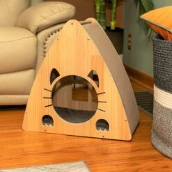 Armarkat Real Wood Triangular Cat Condo, Natural Beige, 22-in -Trixie || Catit || Nature's Miracle Shop 515614 PT2. AC SS1800 V1649344922