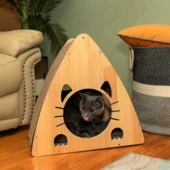 Armarkat Real Wood Triangular Cat Condo, Natural Beige, 22-in -Trixie || Catit || Nature's Miracle Shop 515614 PT3. AC SS1800 V1649353950