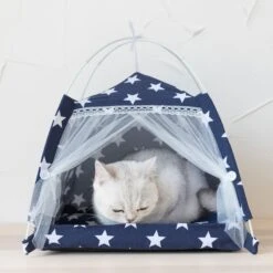 Lovely Caves Stars Dog & Cat Tent, Blue, Medium -Trixie || Catit || Nature's Miracle Shop 525758 PT3. AC SS1800 V1658192713