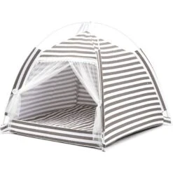 Lovely Caves Stripe Dog & Cat Tent, Gray, Medium -Trixie || Catit || Nature's Miracle Shop 525774 PT1. AC SS1800 V1657658482