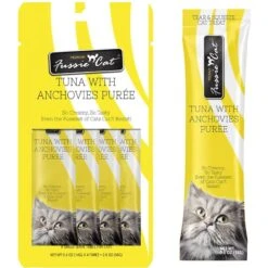 Fussie Cat Tuna Anchovies Puree Lickable Cat Treats, 2-oz Pouch